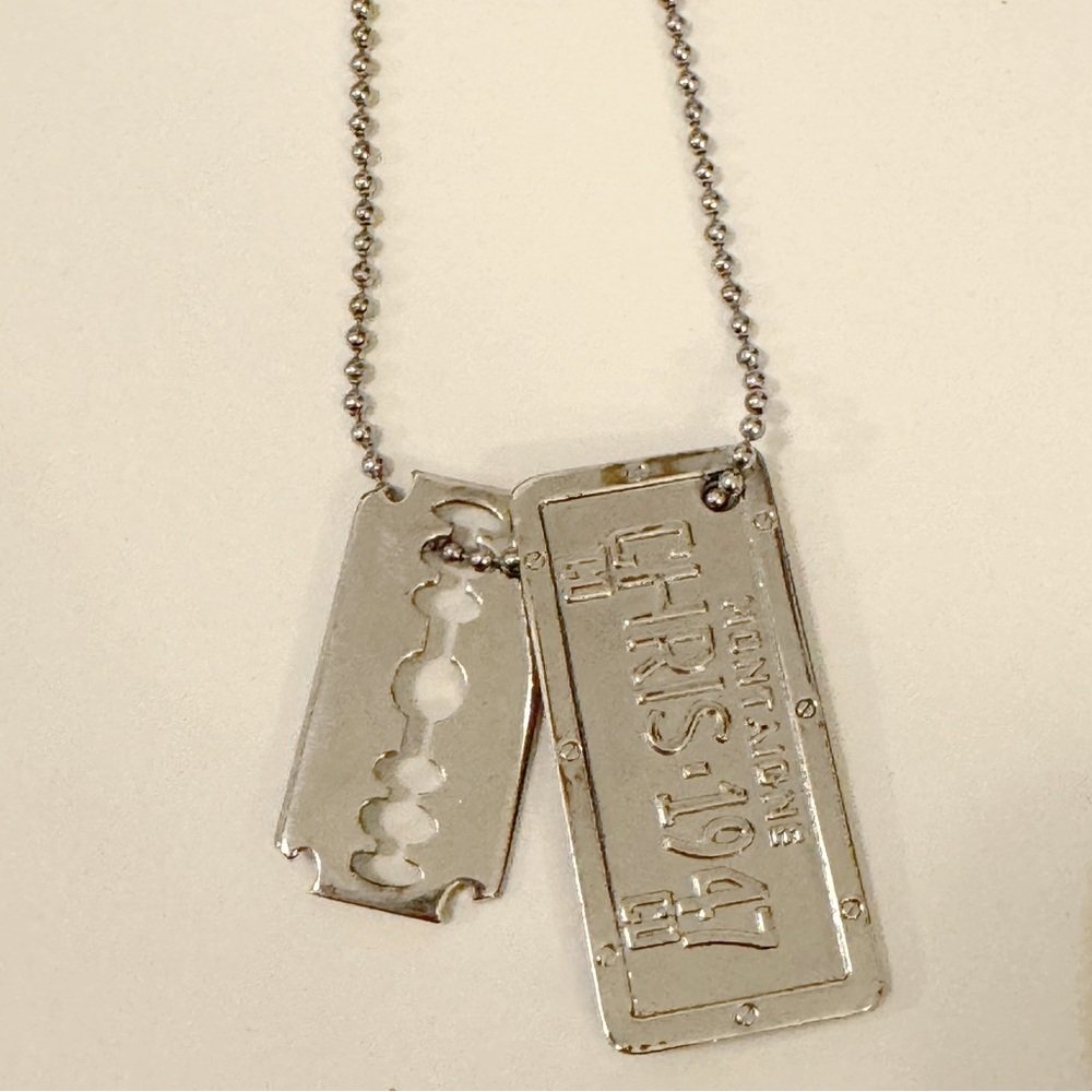 Christian Dior Silver License Plate Necklace Large